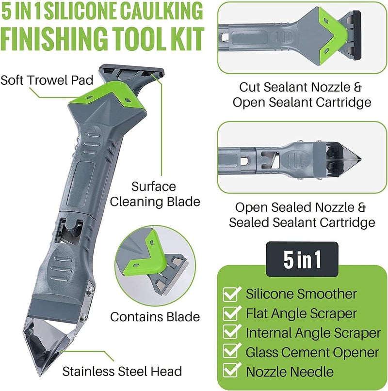 eweek 9 in 1caulk smoothingand Grouting Tool, silicone remover，Sealant Trimming and Removal Tool with Grout Squeegee for Bathrooms, Windows, Doors, Kitche - Image 4